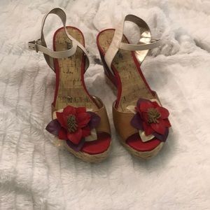 Floral embellished heeled sandals